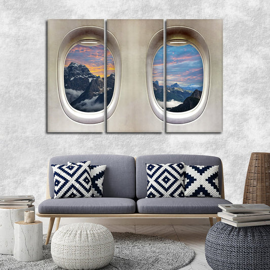 Snowy Mountain Window Seat Multi Panel Canvas Wall Art