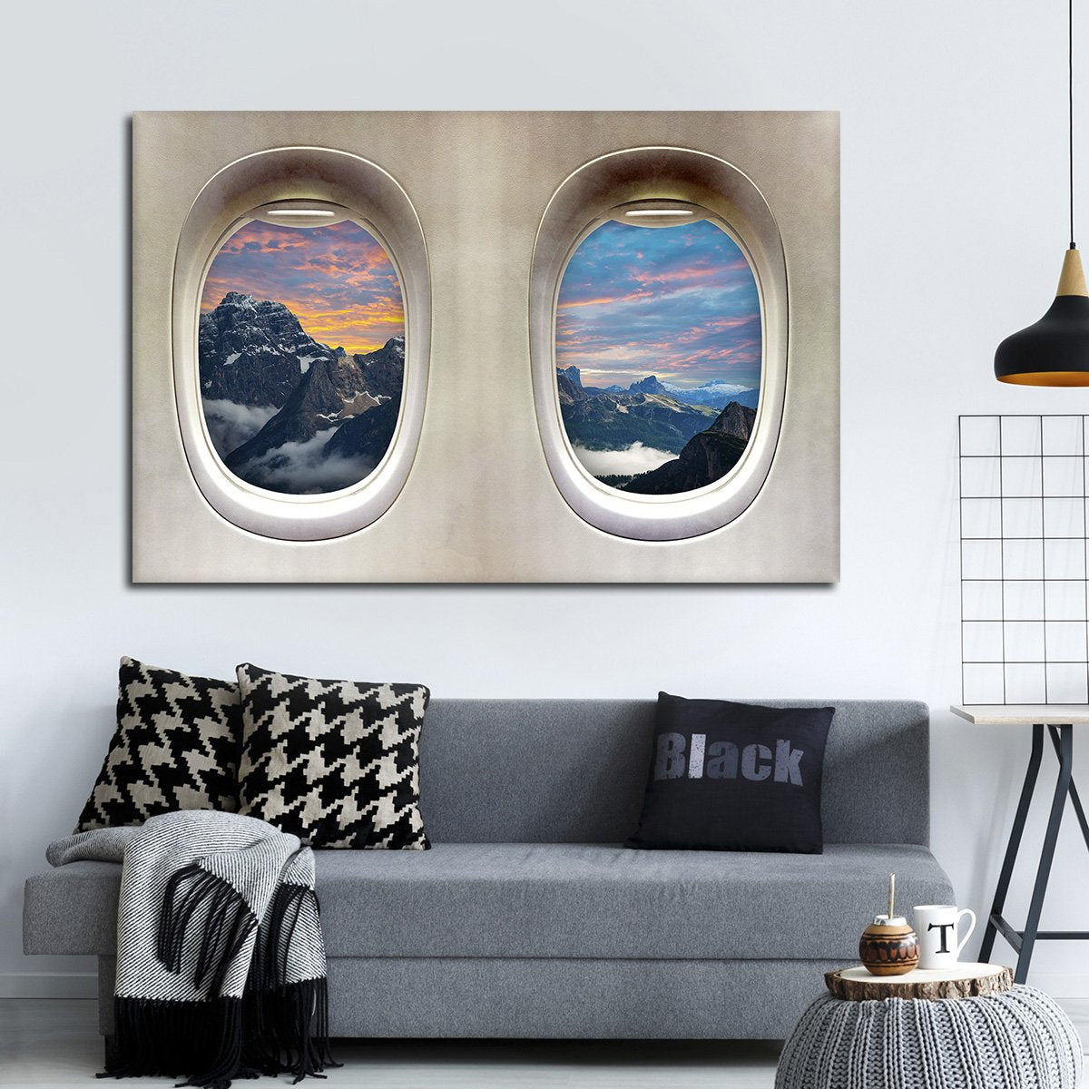 Snowy Mountain Window Seat Multi Panel Canvas Wall Art