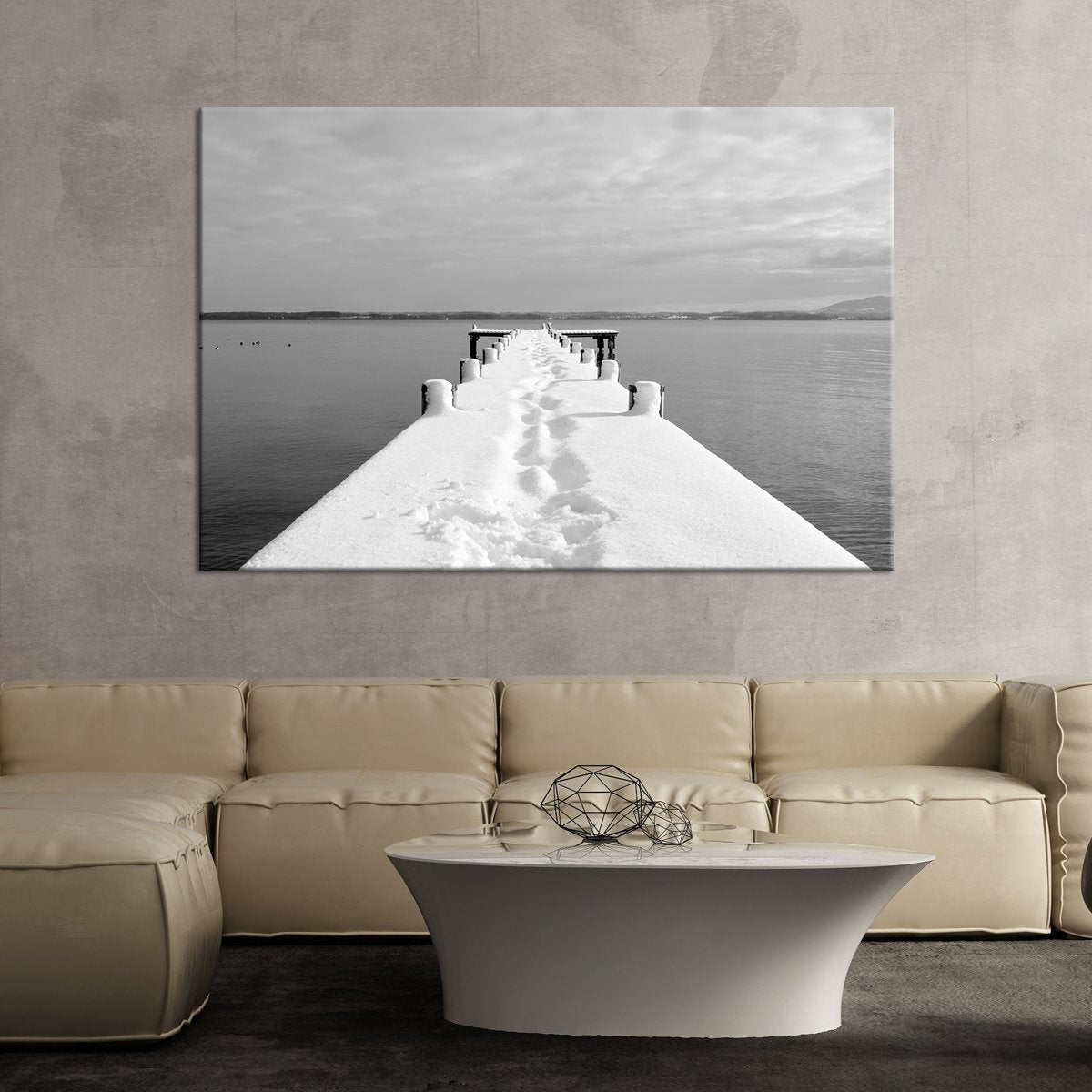 Snowy Pier Multi Panel Canvas Wall Art