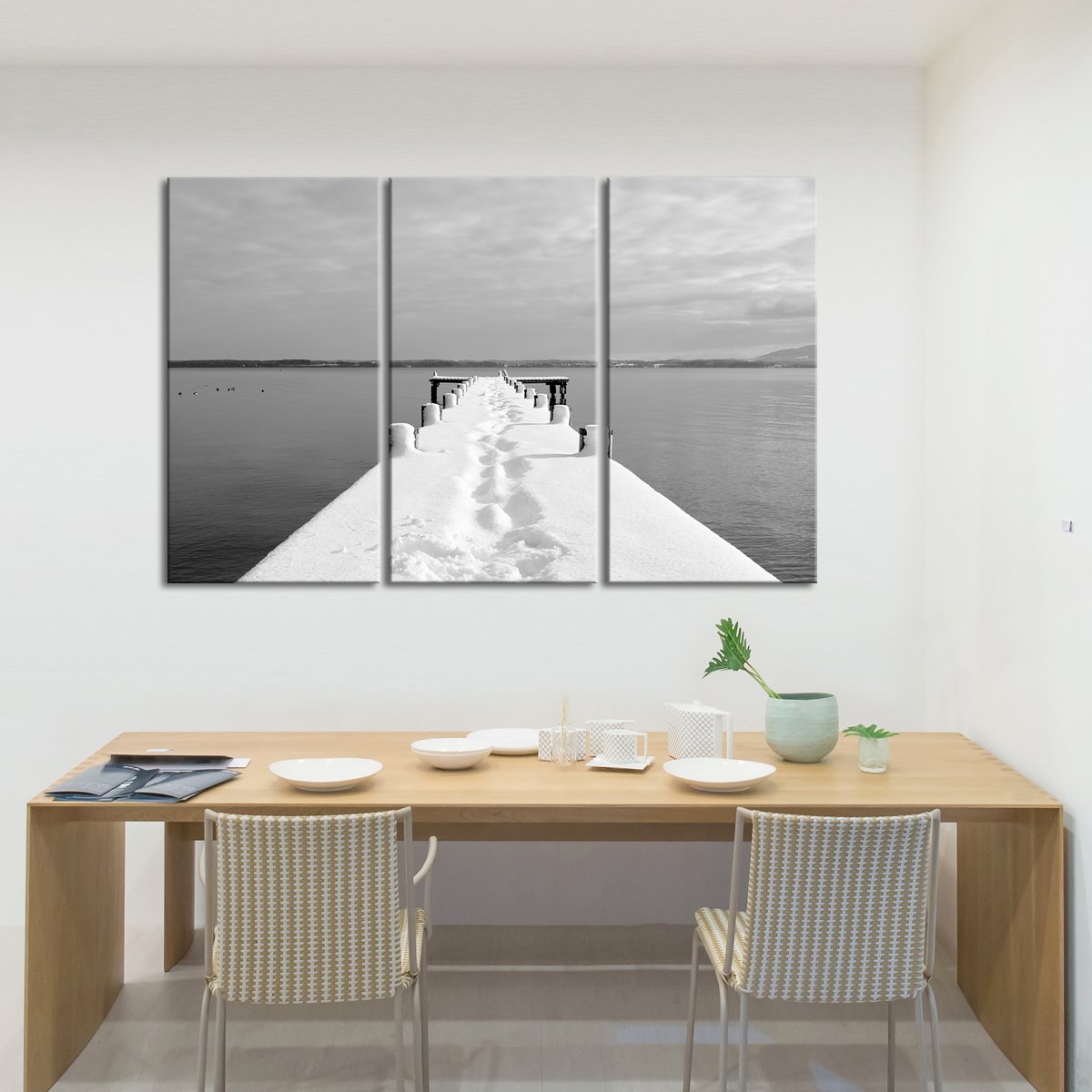 Snowy Pier Multi Panel Canvas Wall Art