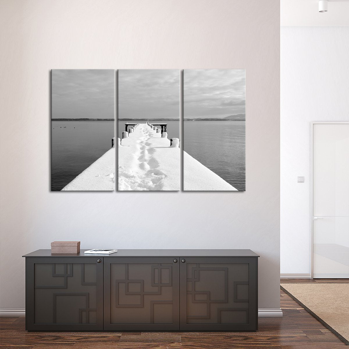 Snowy Pier Multi Panel Canvas Wall Art