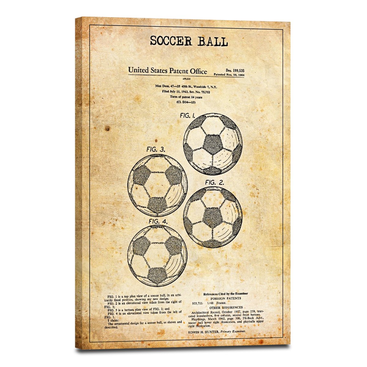 Soccer Ball Patent Canvas Wall Art