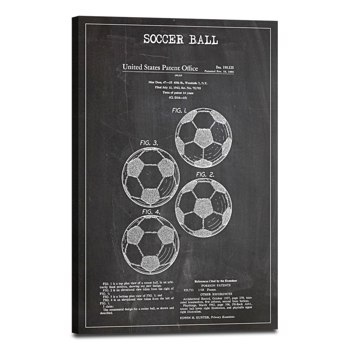 Soccer Ball Patent BW Canvas Wall Art