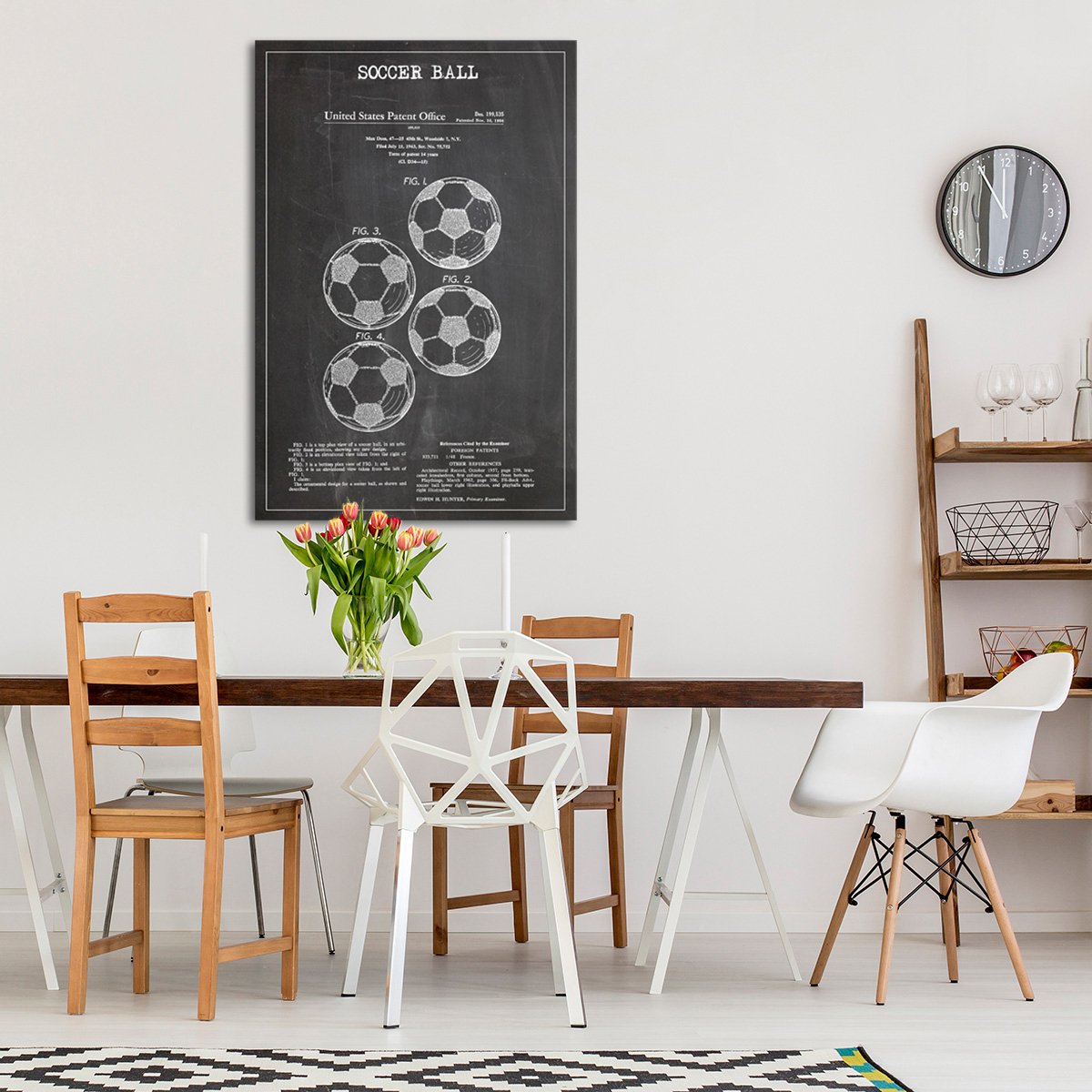 Soccer Ball Patent BW Canvas Wall Art