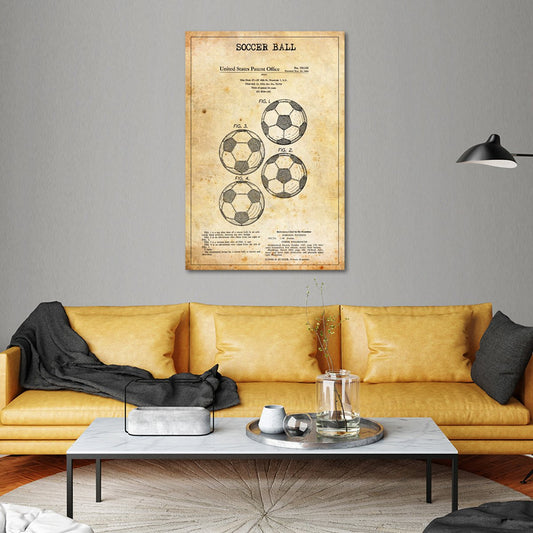 Soccer Ball Patent Canvas Wall Art