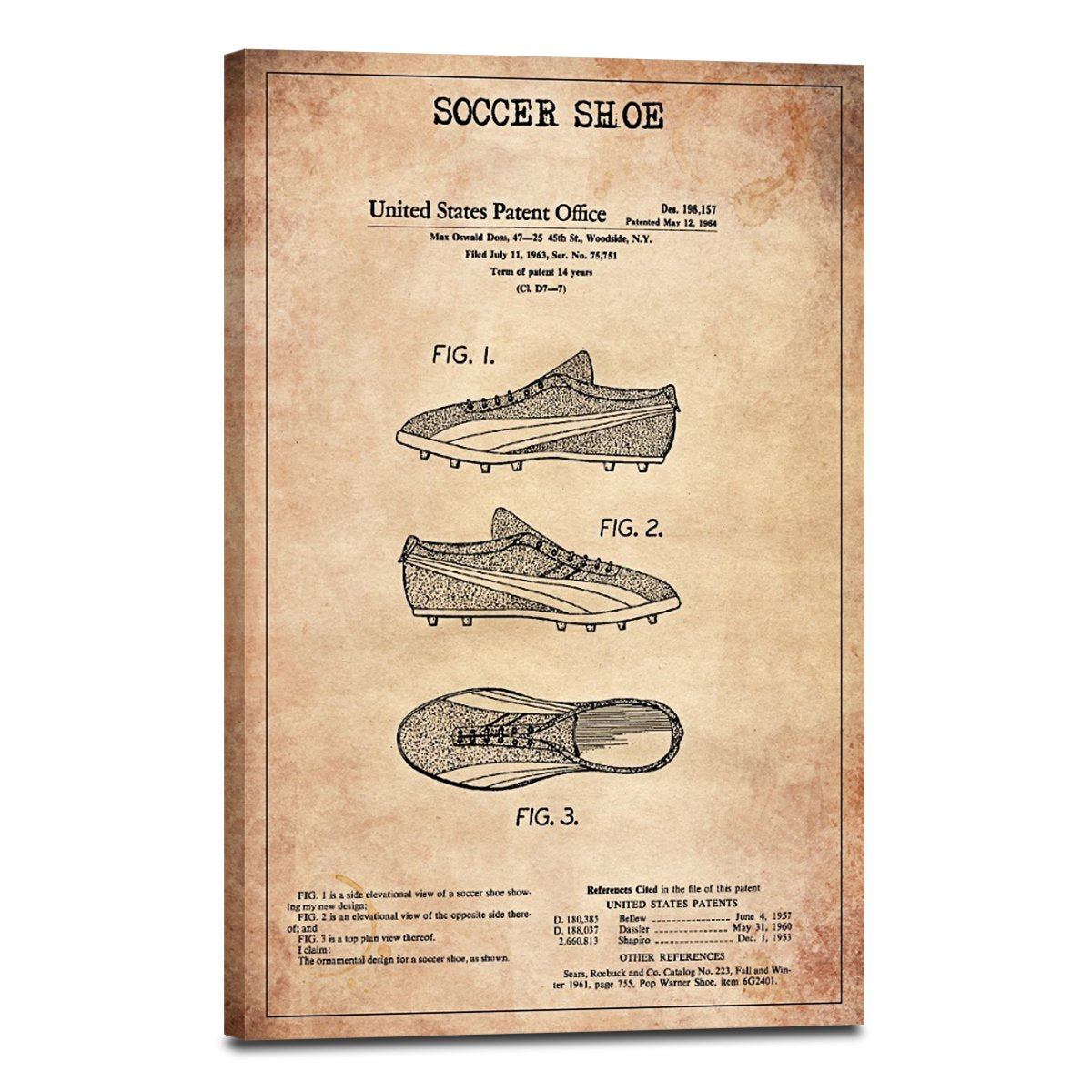 Soccer Shoe Patent Canvas Wall Art