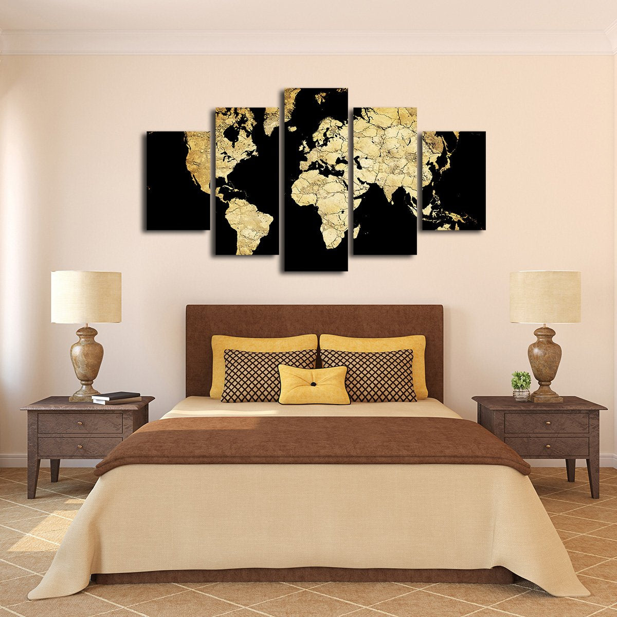 Soil World Map Multi Panel Canvas Wall Art