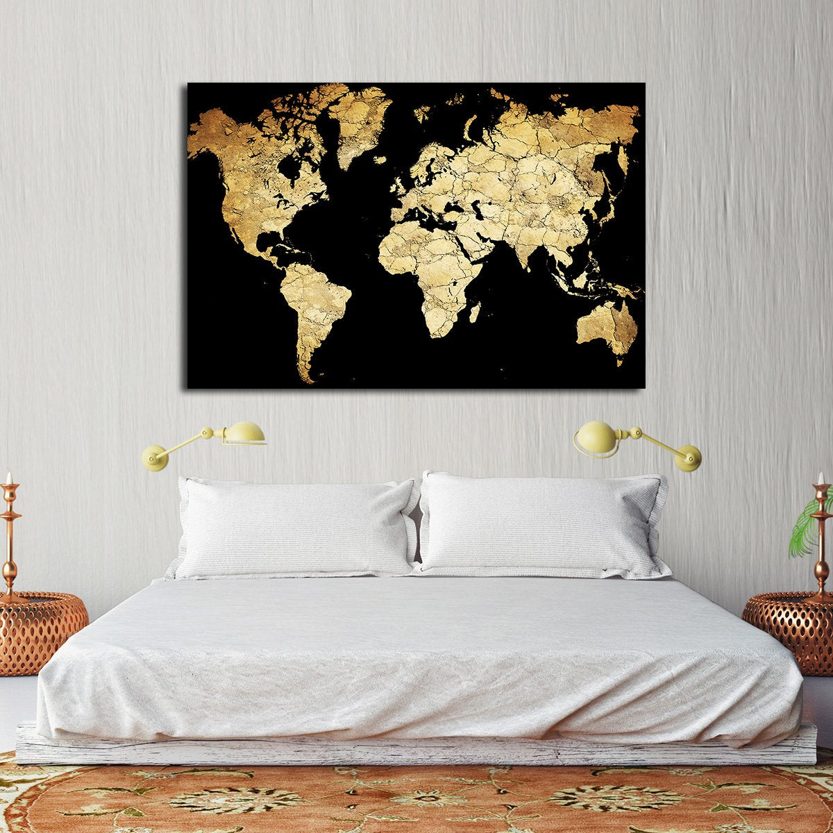 Soil World Map Multi Panel Canvas Wall Art