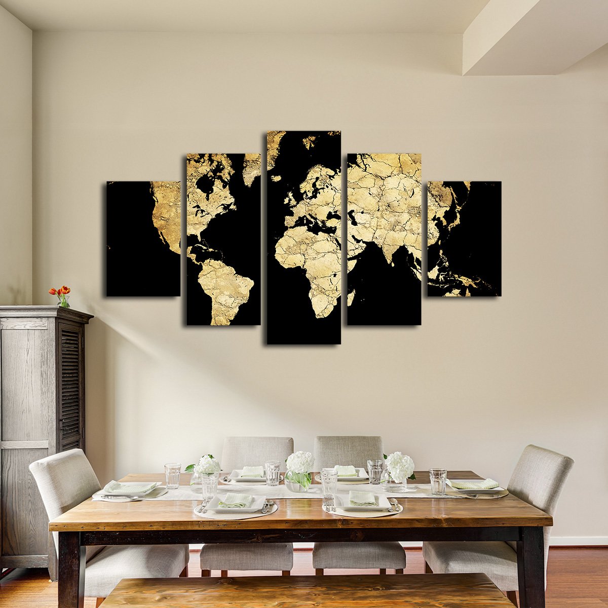 Soil World Map Multi Panel Canvas Wall Art
