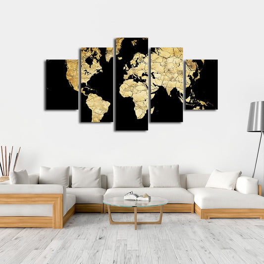 Soil World Map Multi Panel Canvas Wall Art