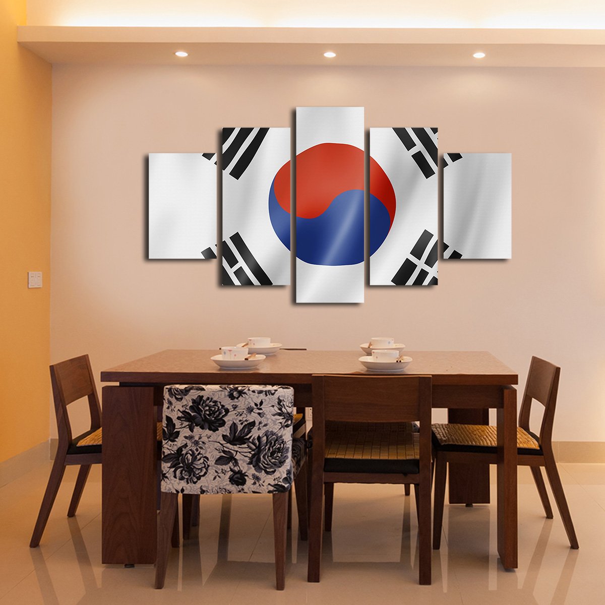 South Korea Flag Multi Panel Canvas Wall Art