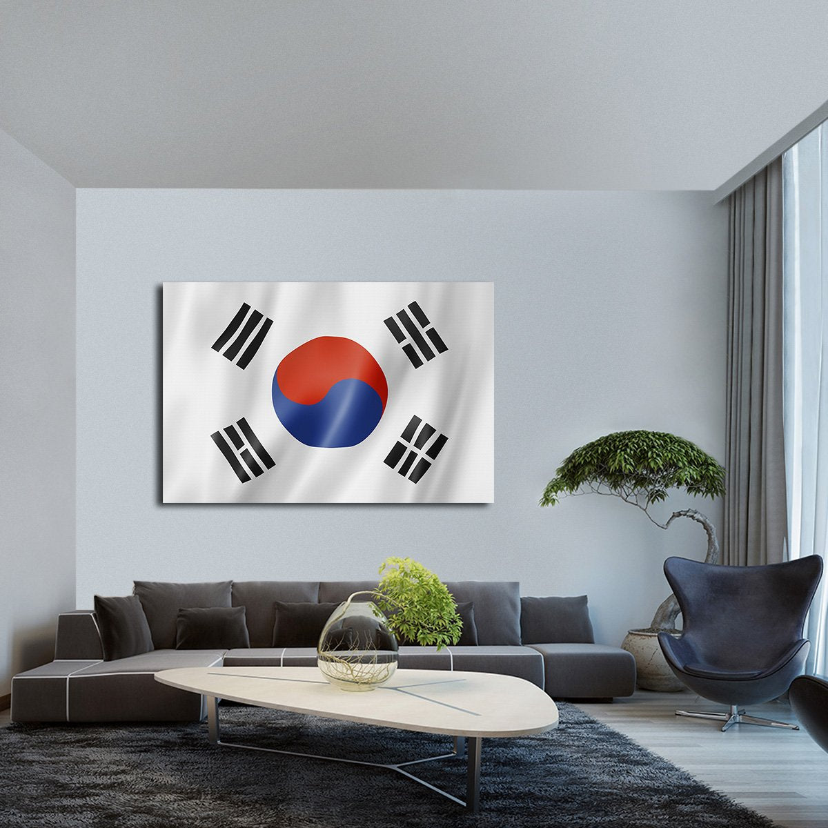South Korea Flag Multi Panel Canvas Wall Art
