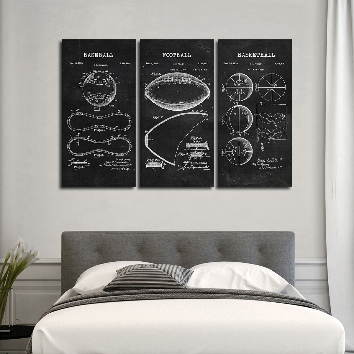 Sports Balls Patent Compilation BW Multi Panel Canvas Wall Art