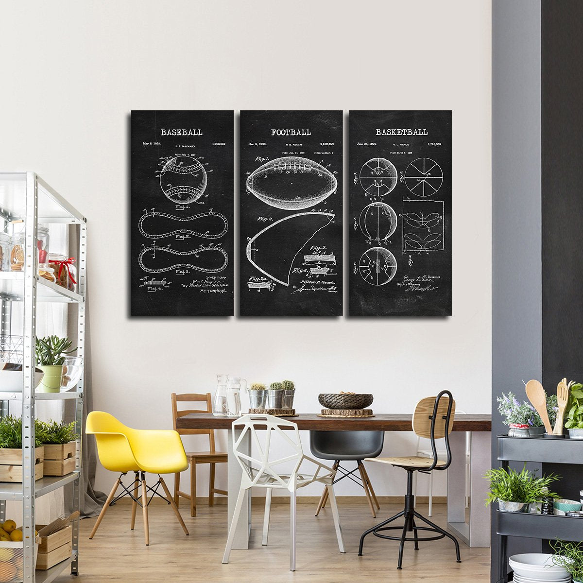 Sports Balls Patent Compilation BW Multi Panel Canvas Wall Art