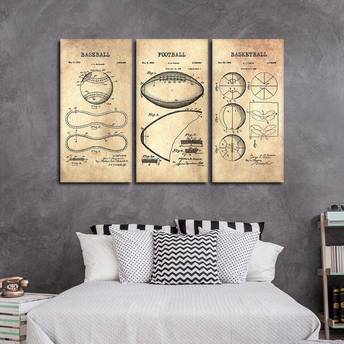 Sports Balls Patent Compilation Multi Panel Canvas Wall Art