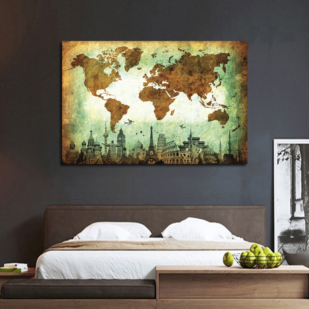 Stained World Map Masterpiece Multi Panel Canvas Wall Art