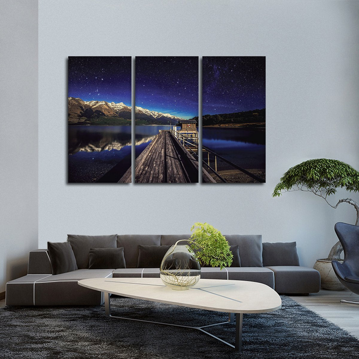 Starry Lake Multi Panel Canvas Wall Art