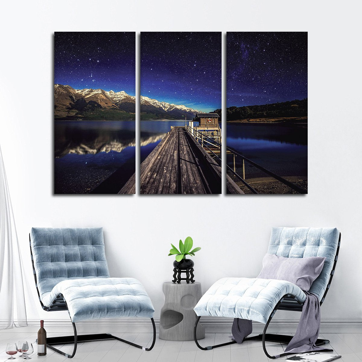 Starry Lake Multi Panel Canvas Wall Art