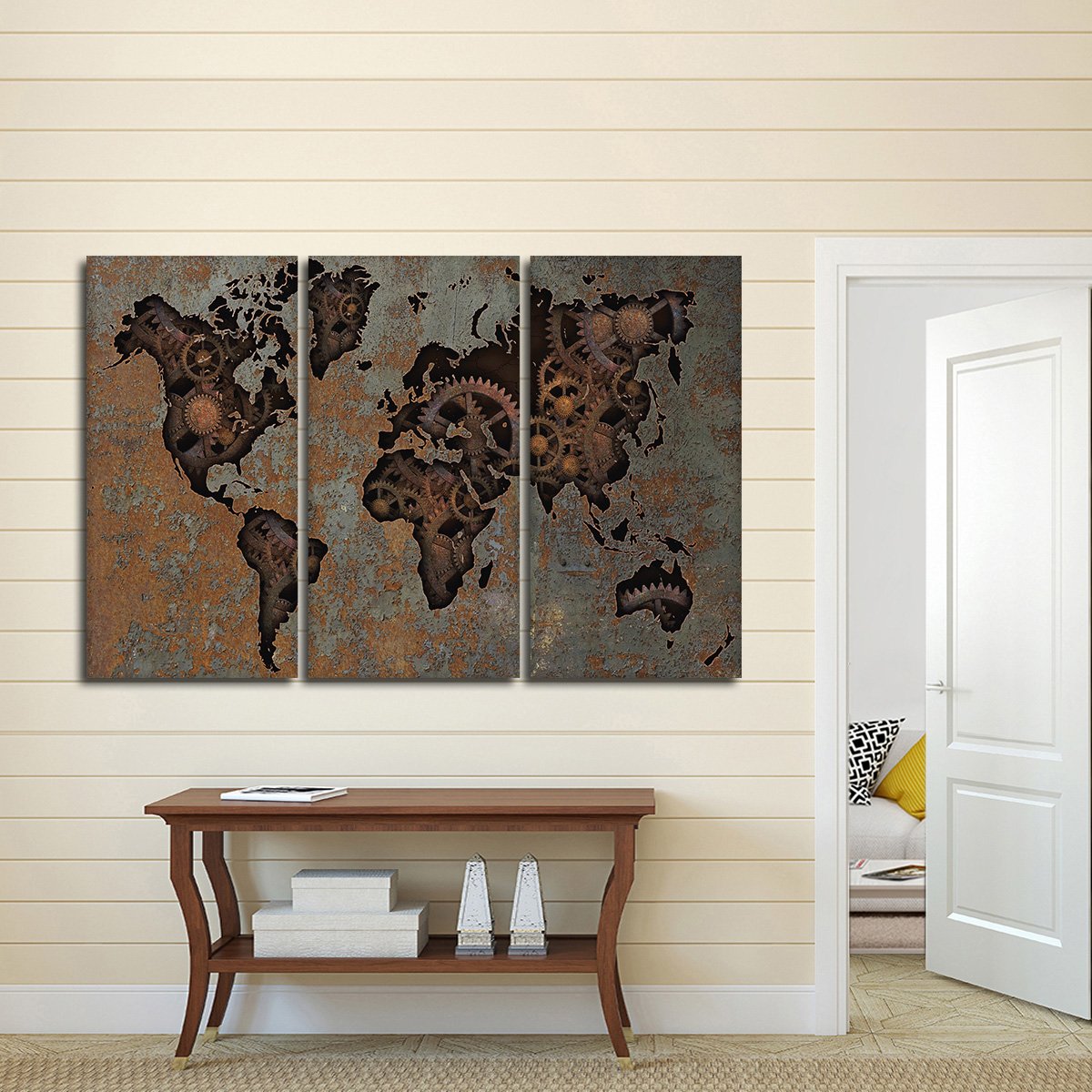Steampunk World Map Multi Panel Canvas Wall Art