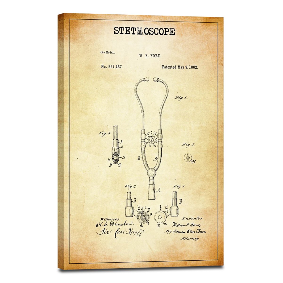 Stethoscope Patent Canvas Wall Art