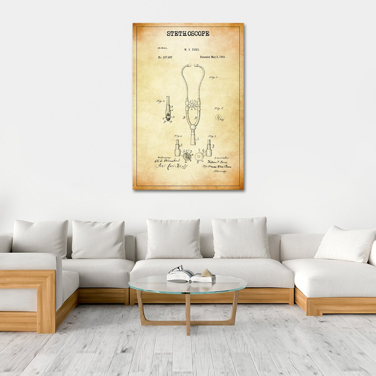 Stethoscope Patent Canvas Wall Art