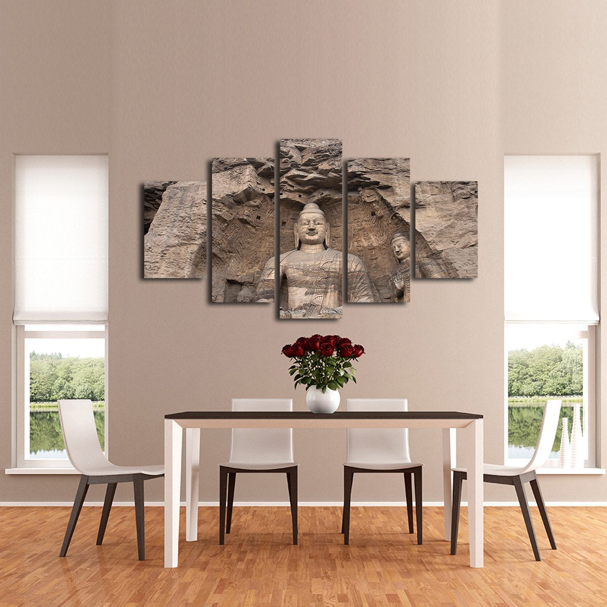 Stone Engraved Buddha Multi Panel Canvas Wall Art