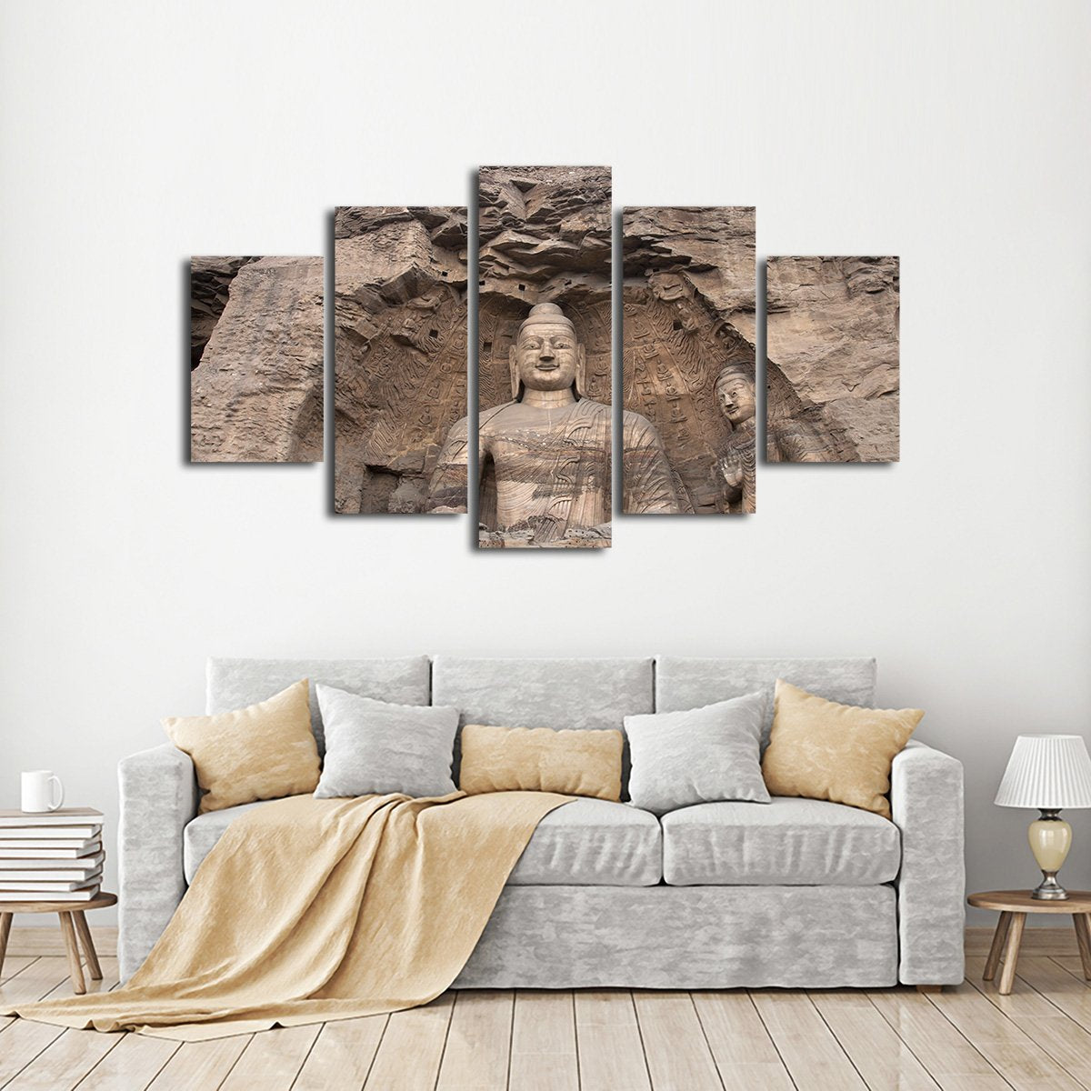 Stone Engraved Buddha Multi Panel Canvas Wall Art