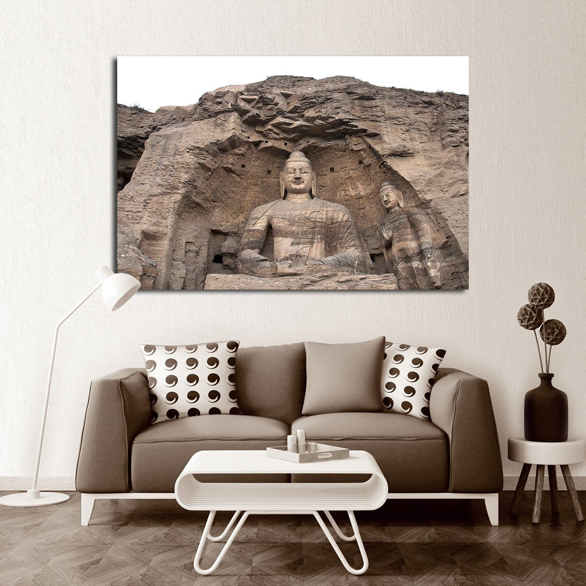 Stone Engraved Buddha Multi Panel Canvas Wall Art