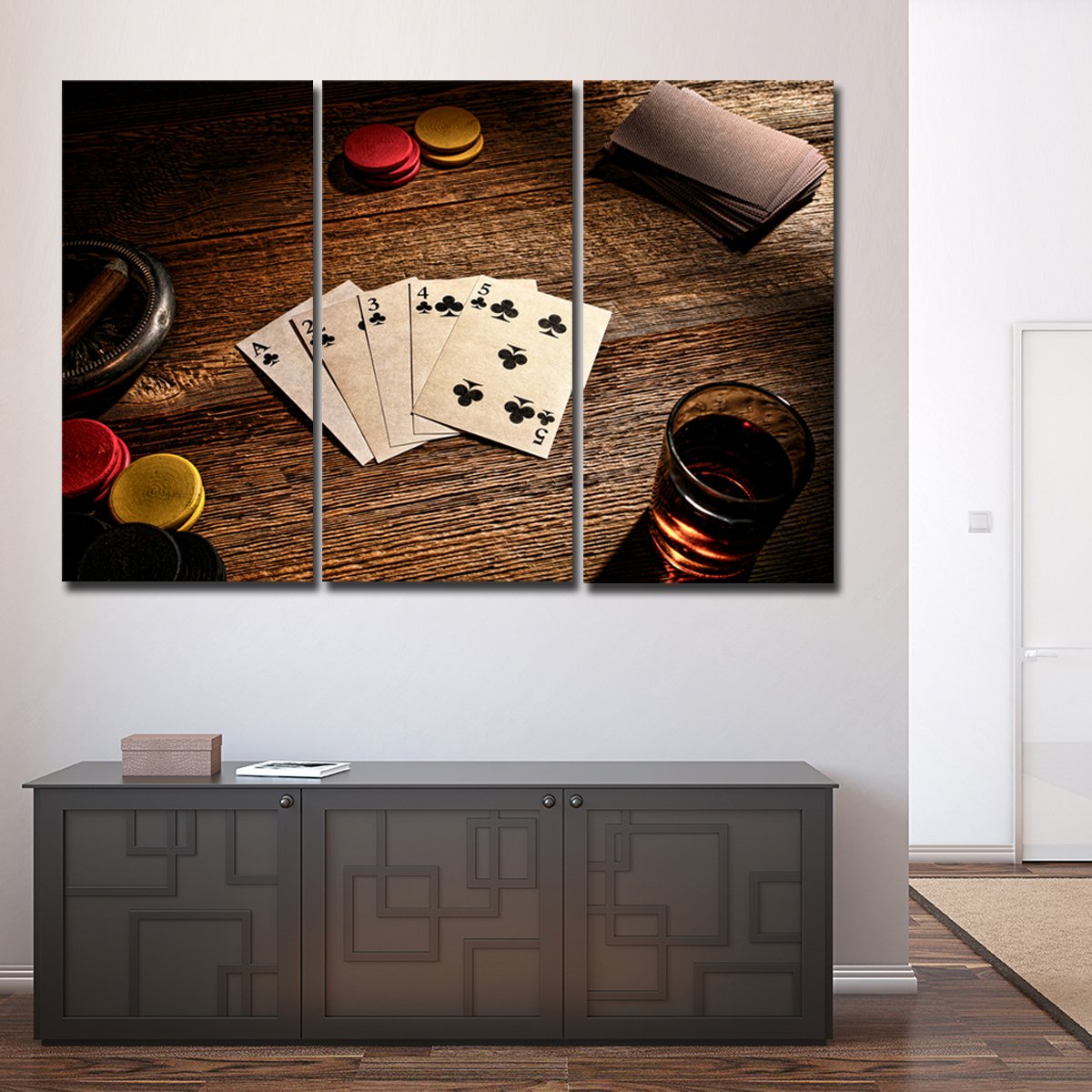 Straight Flush Multi Panel Canvas Wall Art