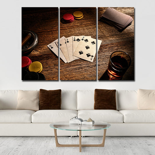 Straight Flush Multi Panel Canvas Wall Art