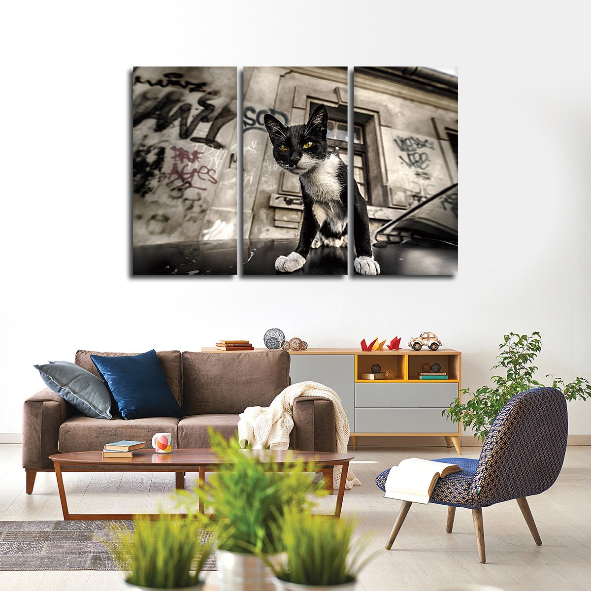 Street Cat Multi Panel Canvas Wall Art