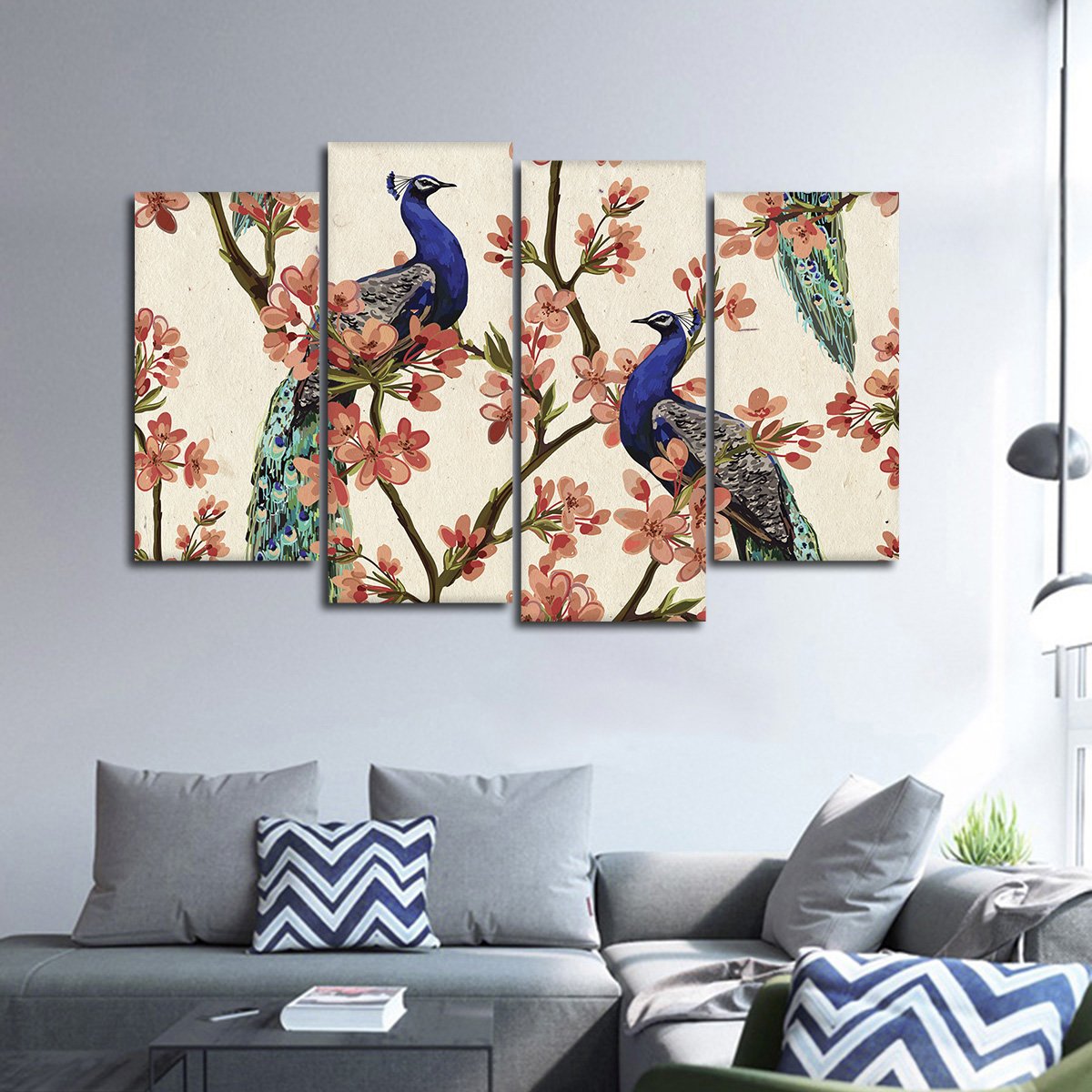 Royal Peacocks Multi Panel Canvas Wall Art