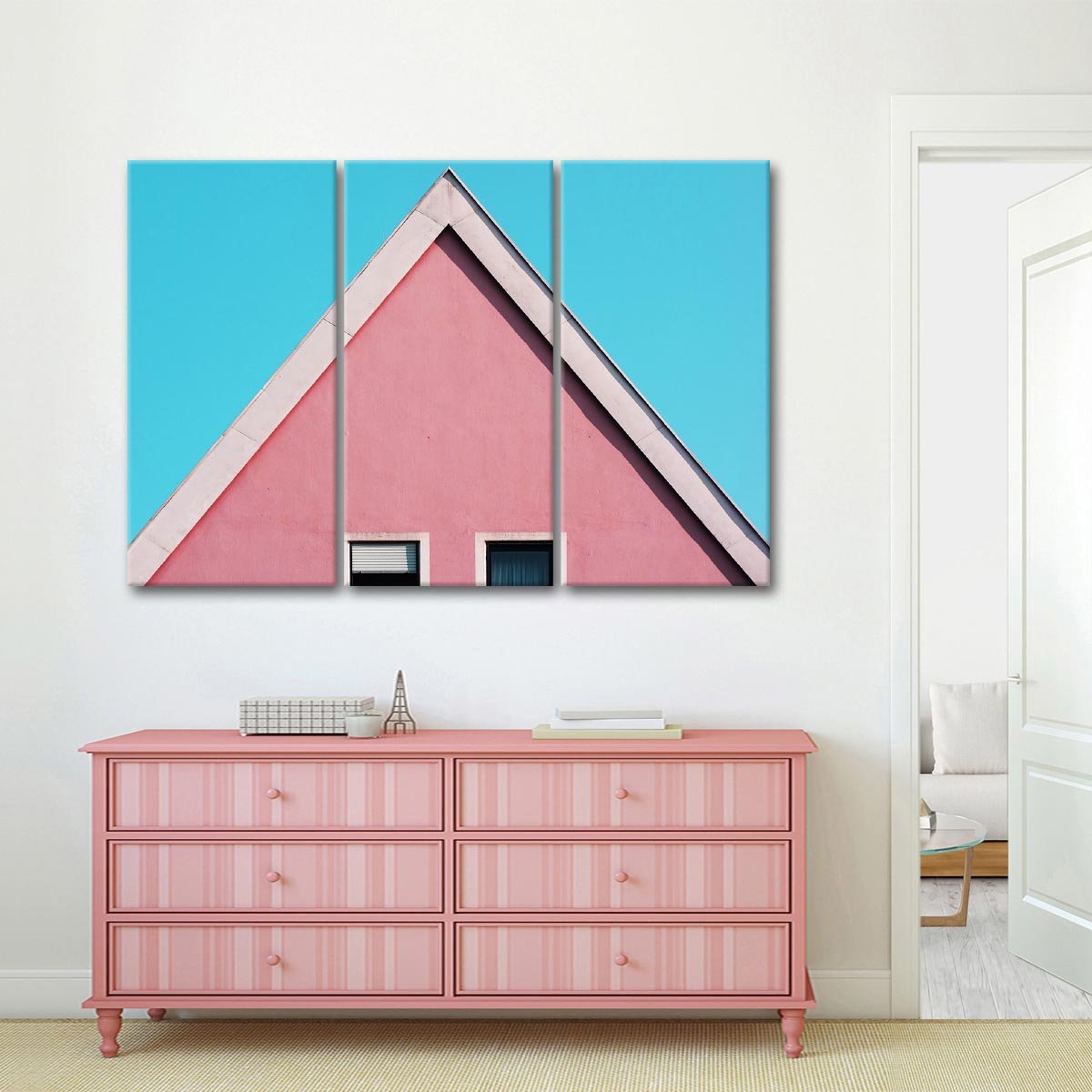 Stunning Pink Roof Multi Panel Canvas Wall Art