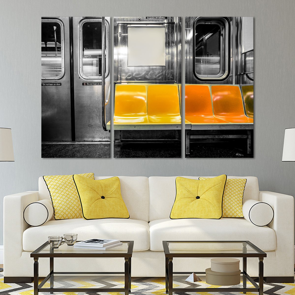 Subway Bench Pop Multi Panel Canvas Wall Art