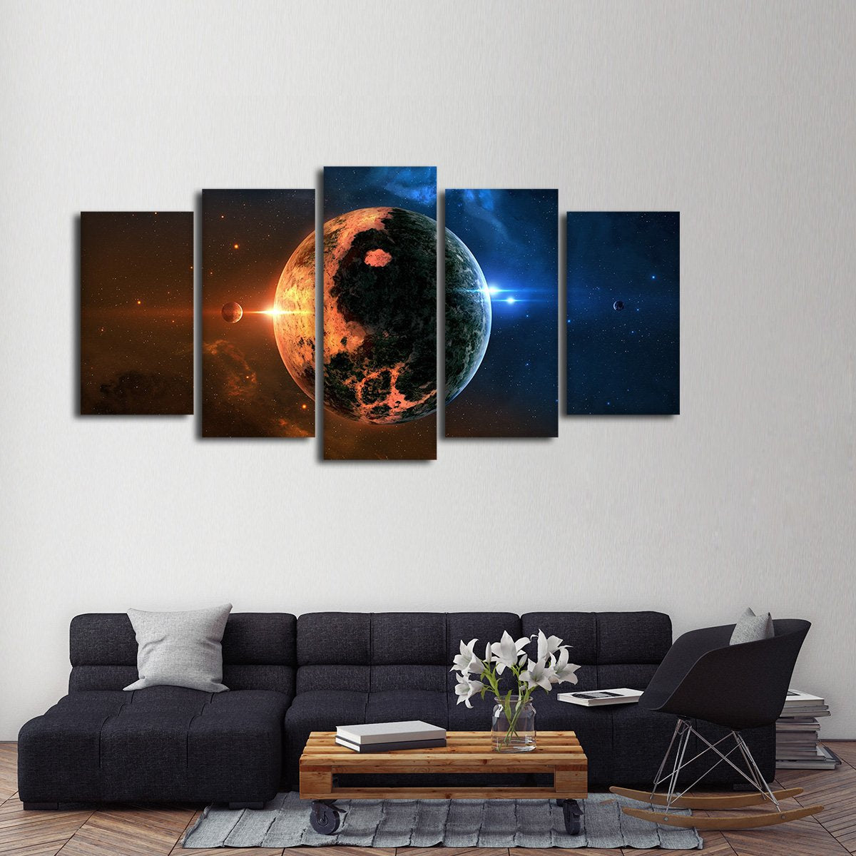 Sun and Moon Yin Yang Multi Panel Canvas Wall Art