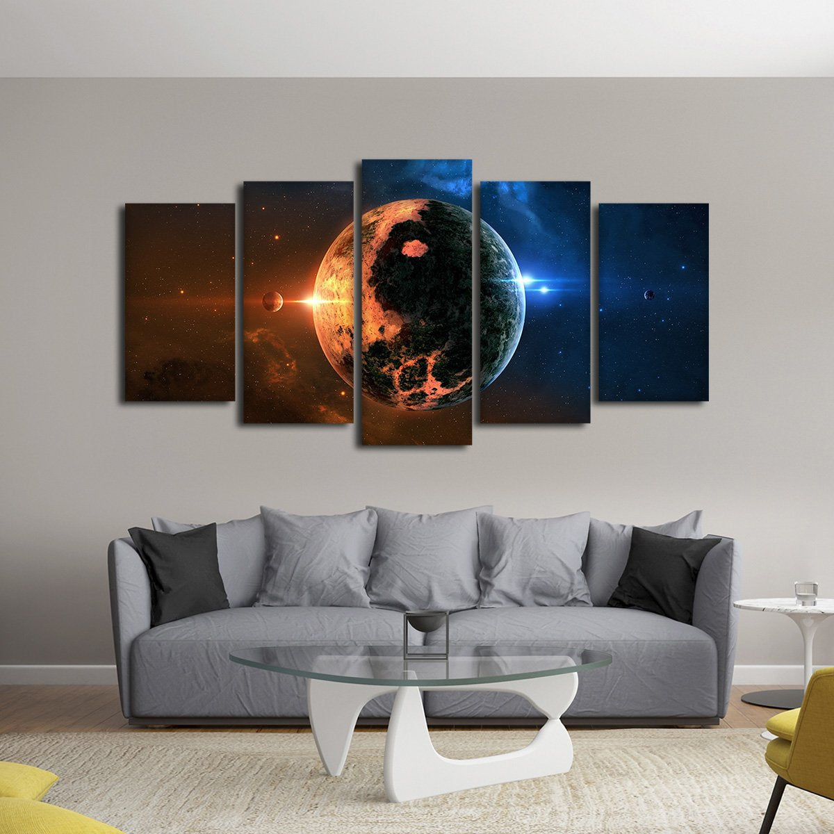 Sun and Moon Yin Yang Multi Panel Canvas Wall Art