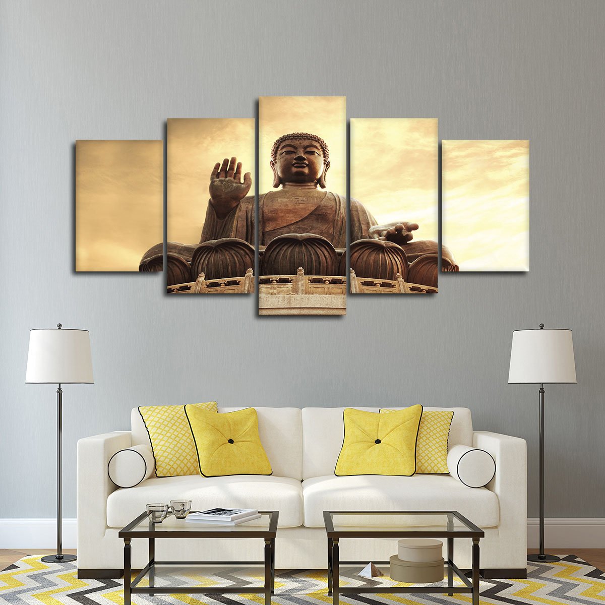 Sunrise Buddha Multi Panel Canvas Wall Art