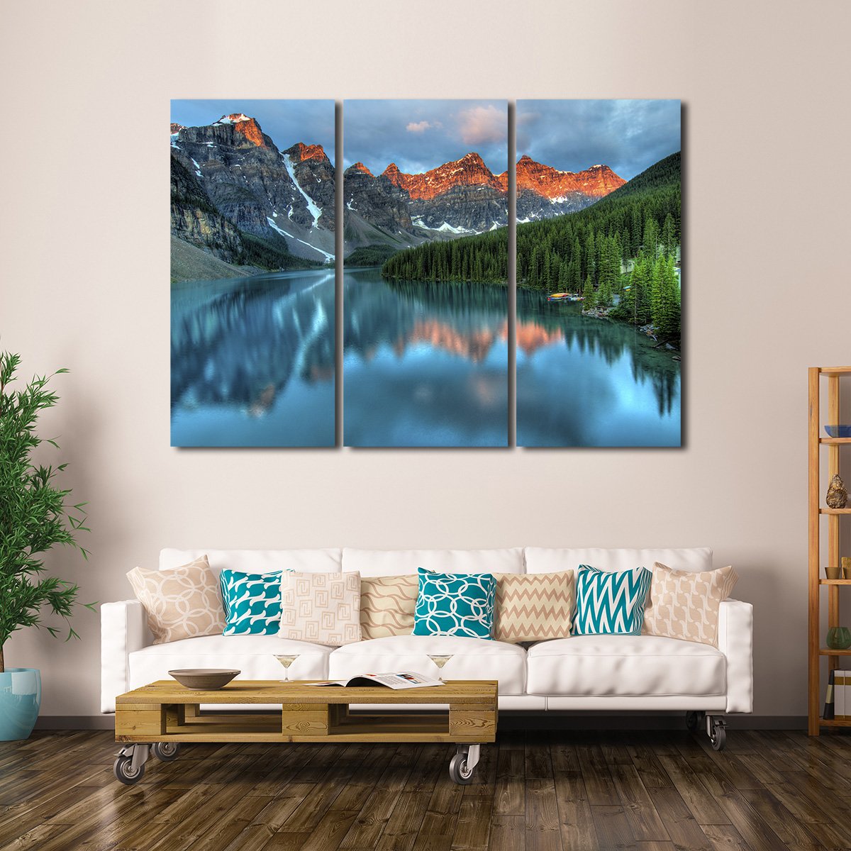 Sunrise at Moraine Lake Multi Panel Canvas Wall Art
