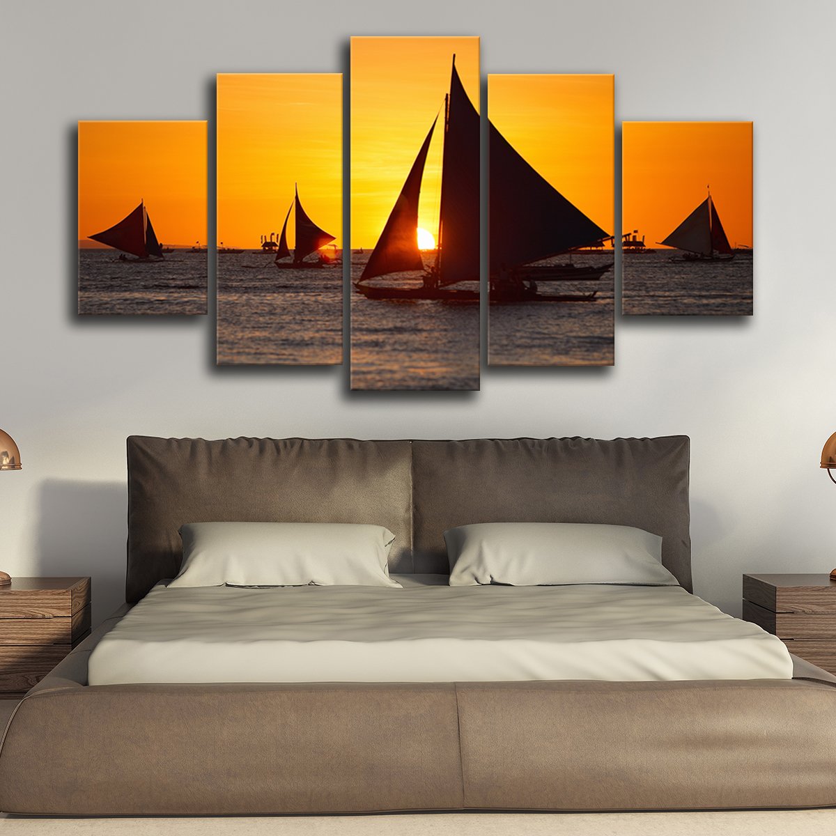 Sunset Sailing Multi Panel Canvas Wall Art
