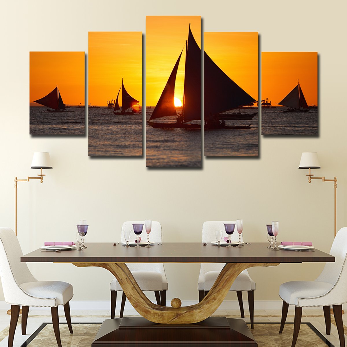 Sunset Sailing Multi Panel Canvas Wall Art
