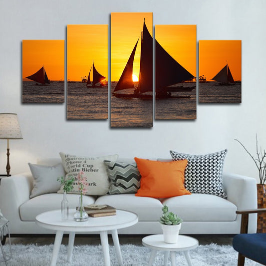 Sunset Sailing Multi Panel Canvas Wall Art
