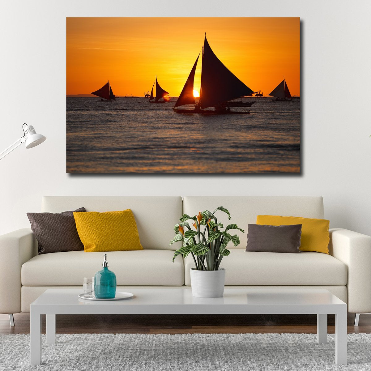 Sunset Sailing Multi Panel Canvas Wall Art
