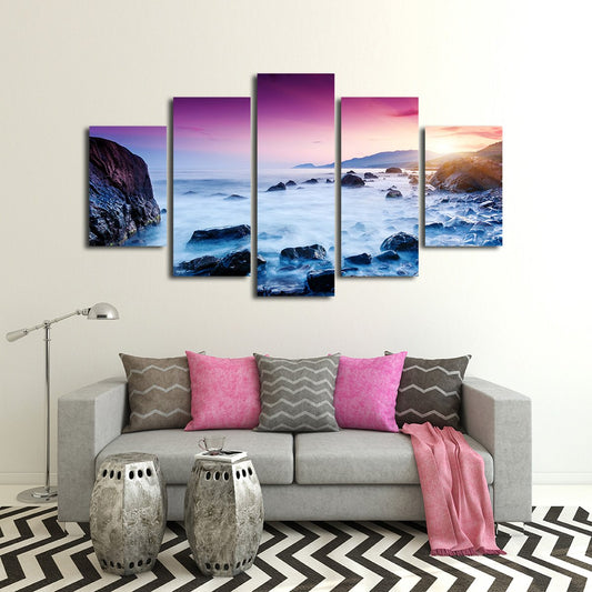 Sunset in Yellowstone Lake Multi Panel Canvas Wall Art