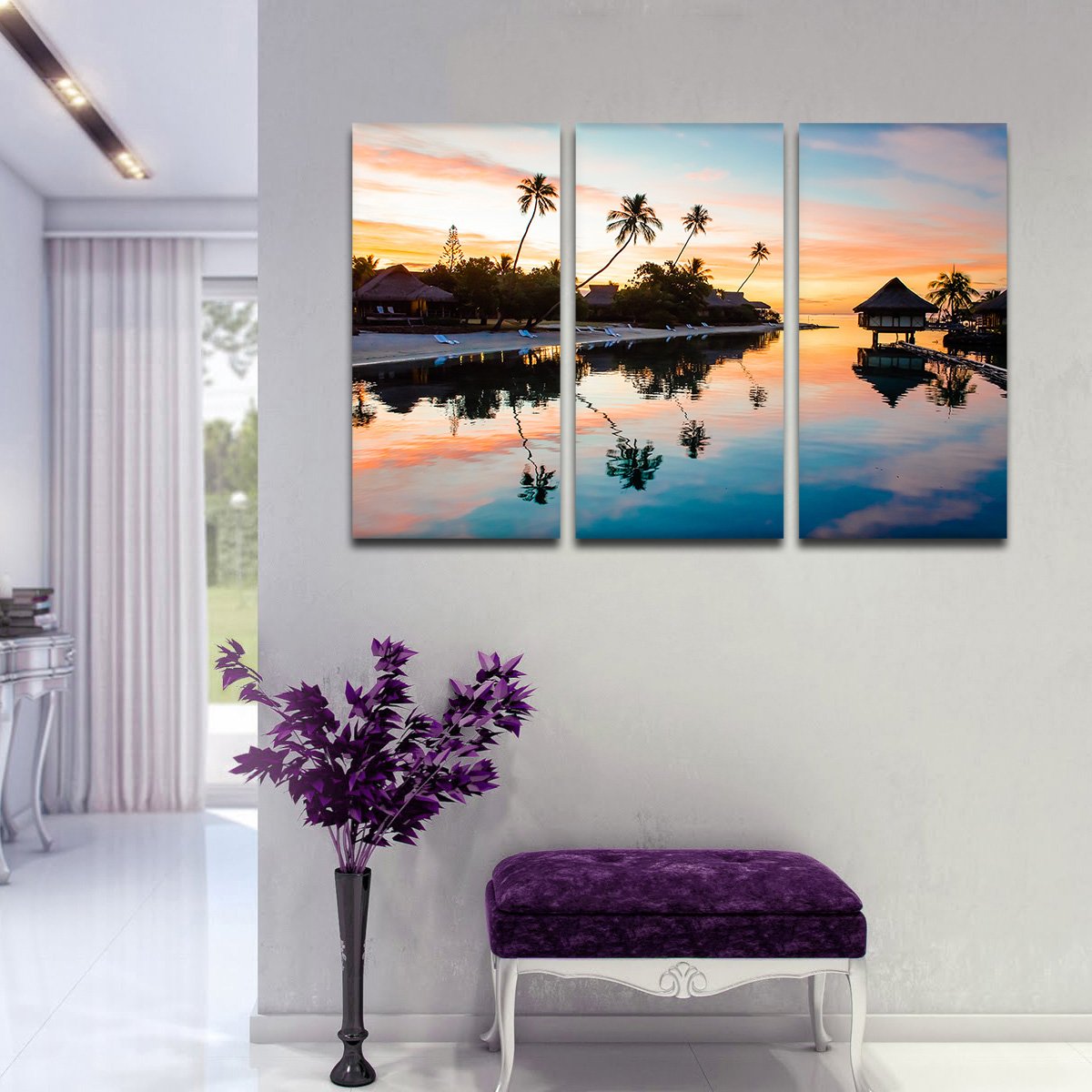 Sunset In Bora Bora Multi Panel Canvas Wall Art