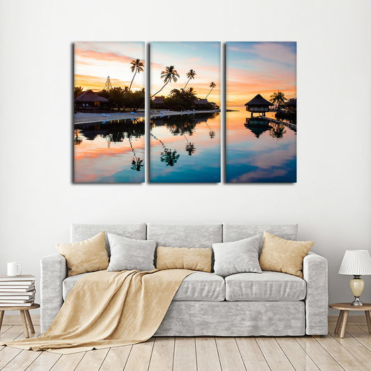 Sunset In Bora Bora Multi Panel Canvas Wall Art