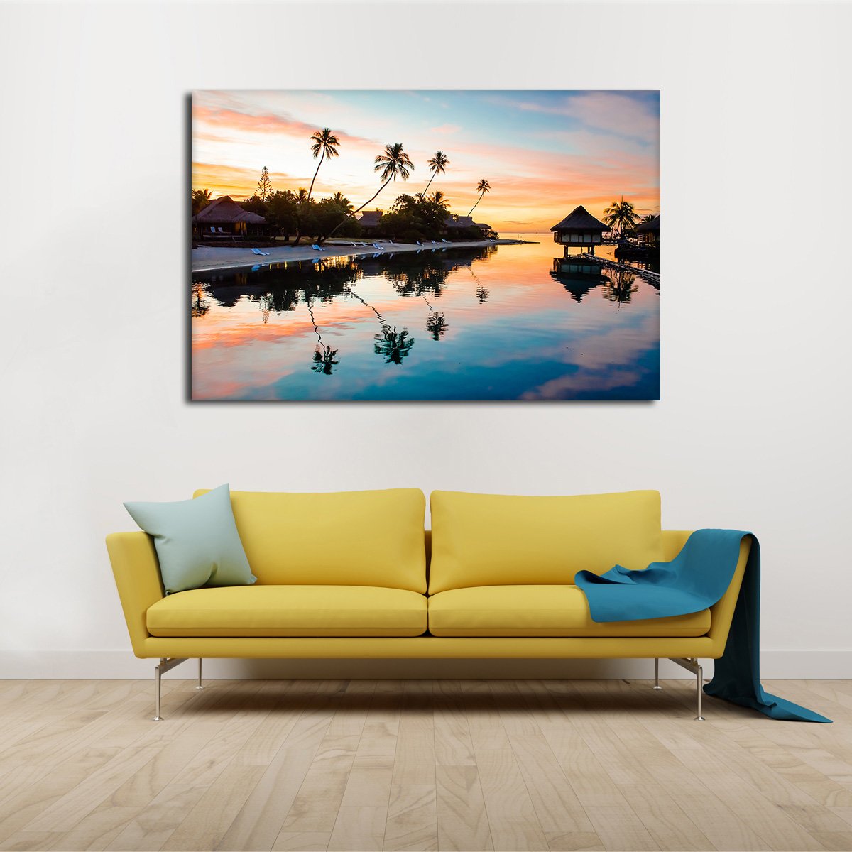 Sunset In Bora Bora Multi Panel Canvas Wall Art
