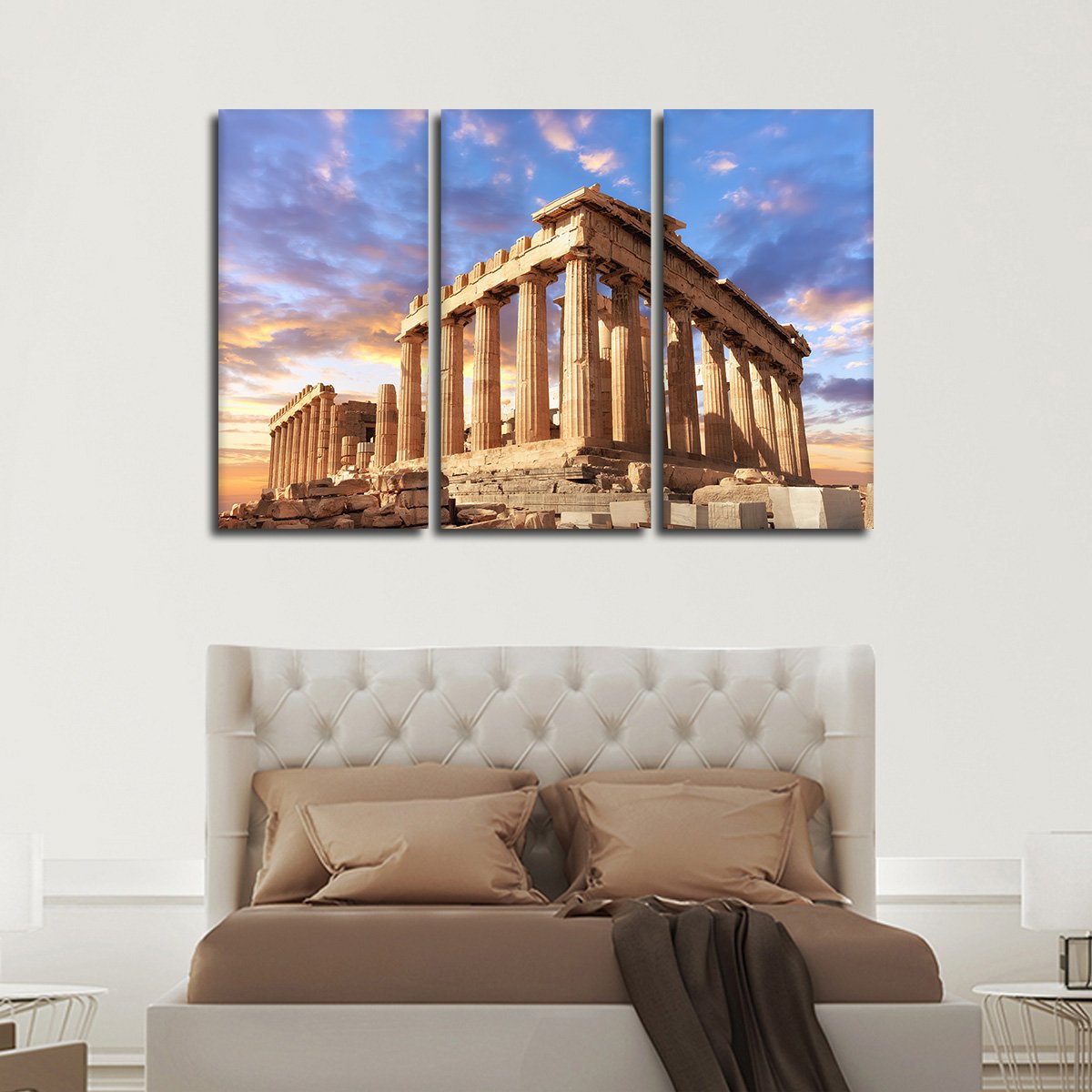 Sunset Over The Acropolis Multi Panel Canvas Wall Art