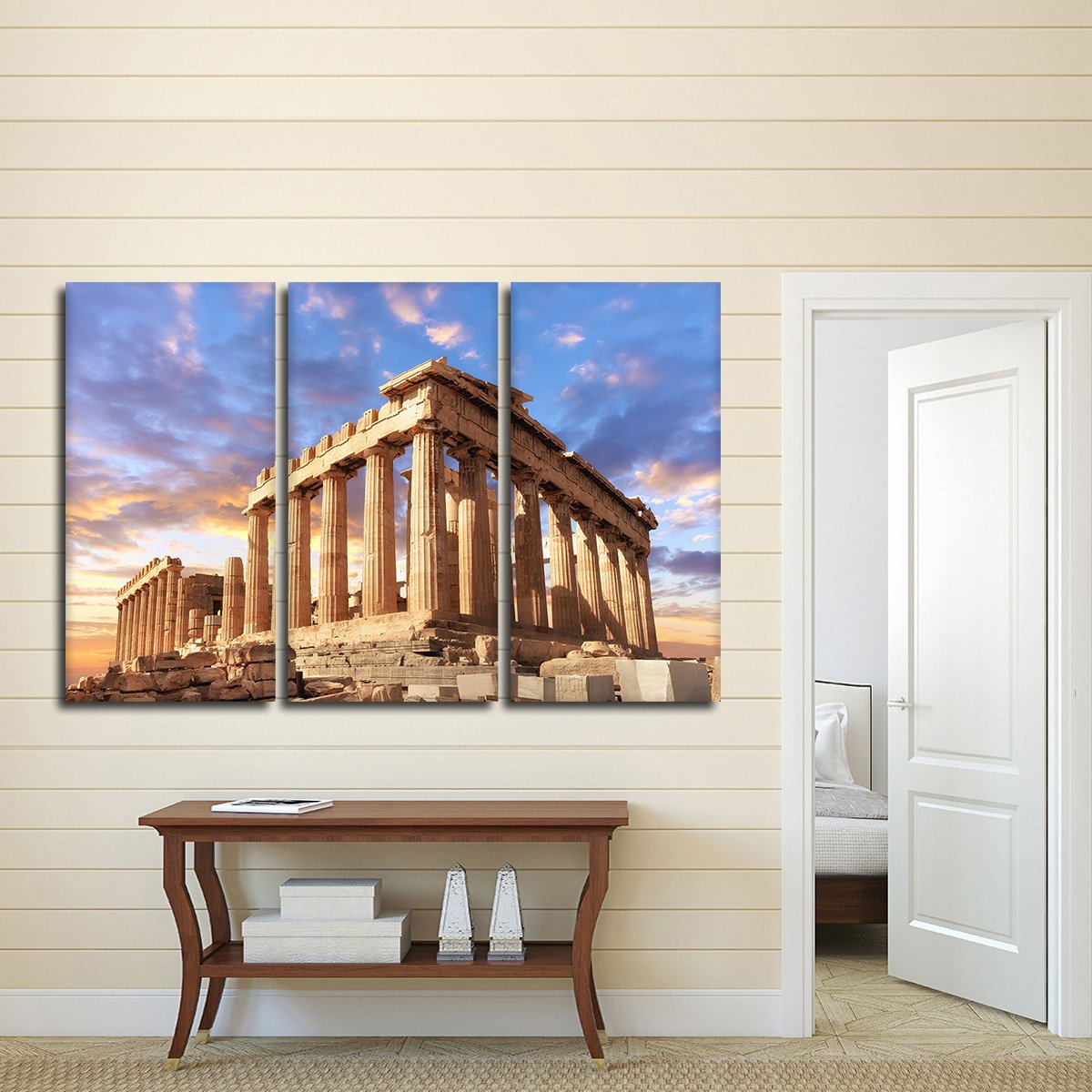Sunset Over The Acropolis Multi Panel Canvas Wall Art