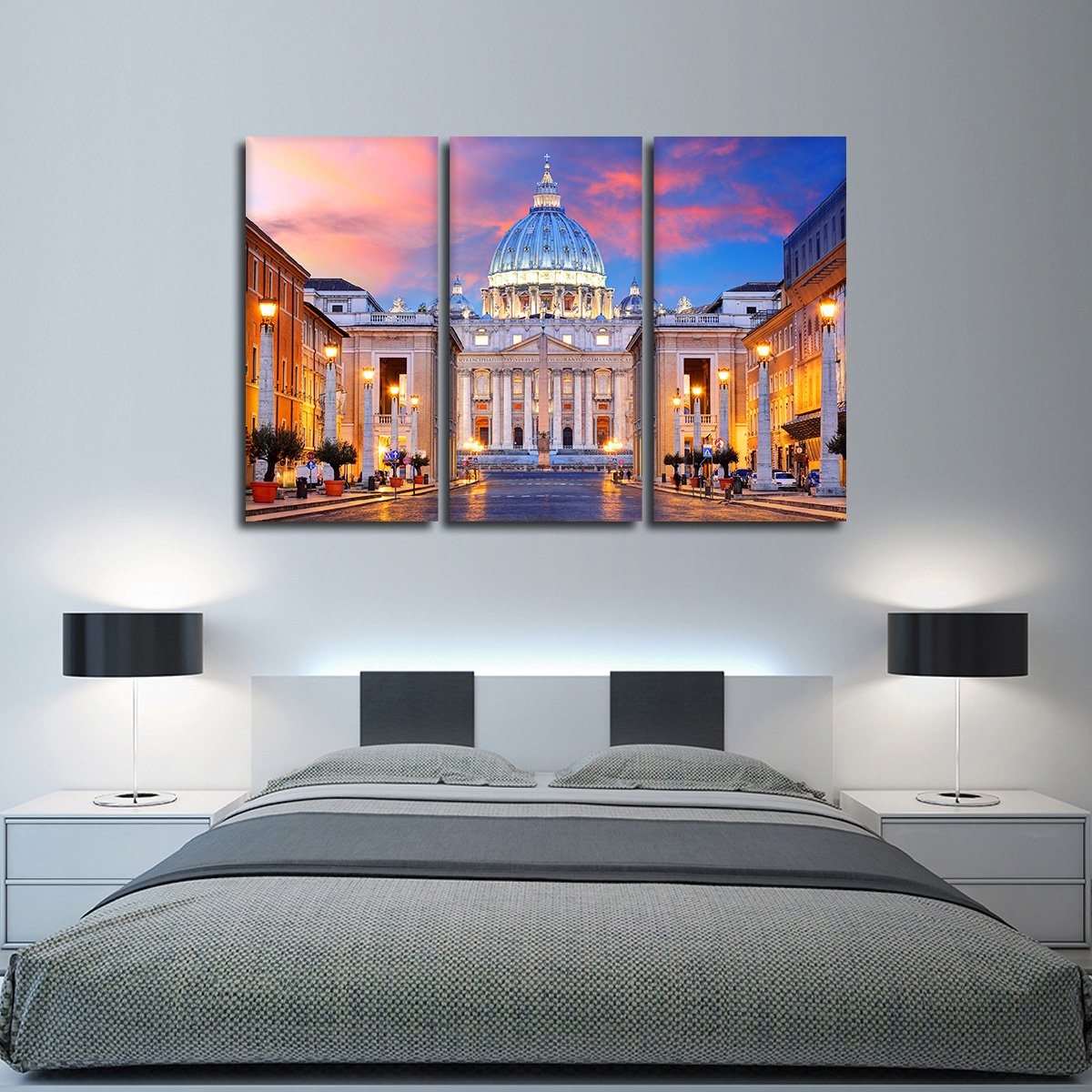Sunset Over Vatican City Multi Panel Canvas Wall Art