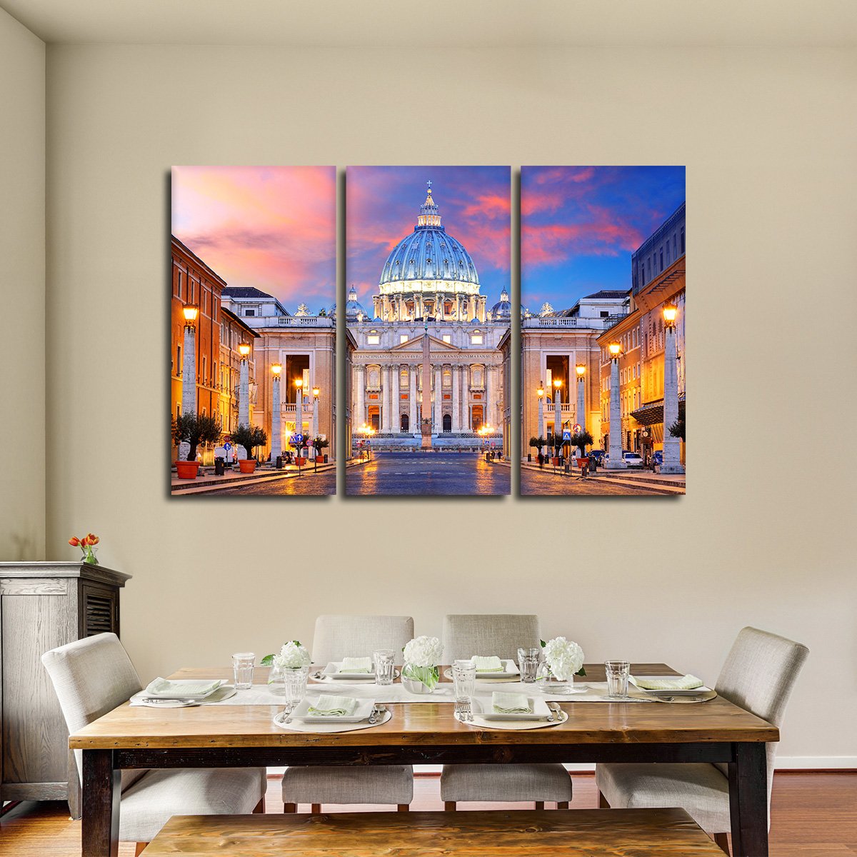 Sunset Over Vatican City Multi Panel Canvas Wall Art